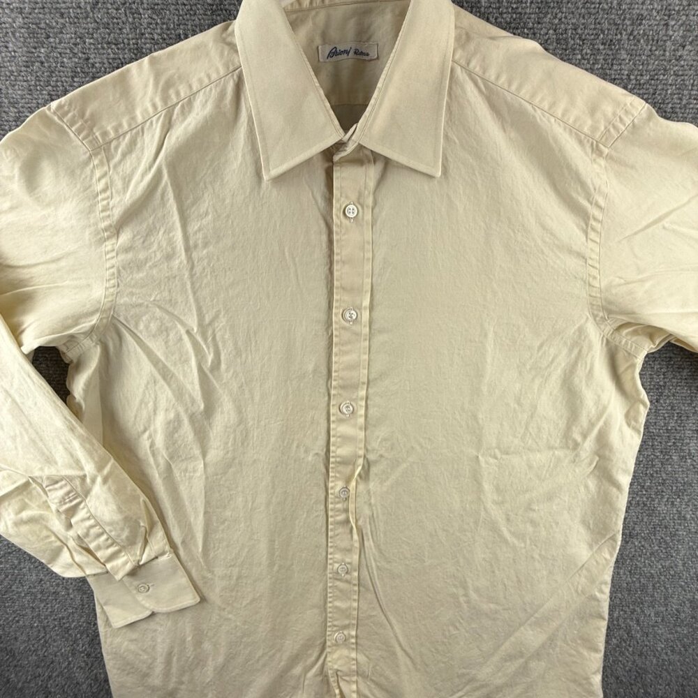 Brioni Roma Italy 16.5 (42) Button Up Shirt Cotton Fine Twill Long Sleeve Woven